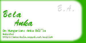 bela anka business card